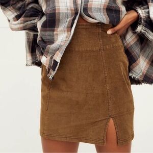 🍁Free People Warm Brown Corduroy Mini Skirt🍁